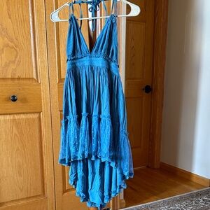 Lulu's Teal Blue Halter High-Low Sundress